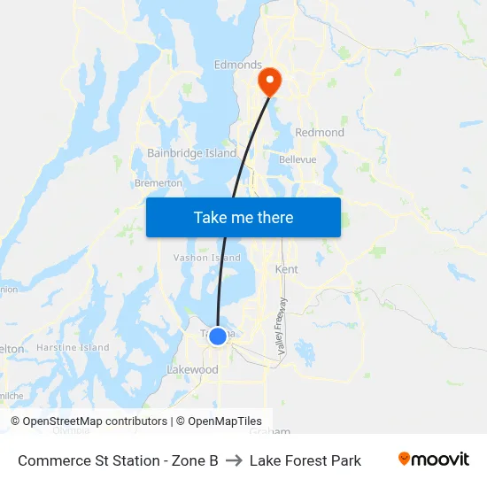 Commerce St Station - Zone B to Lake Forest Park map