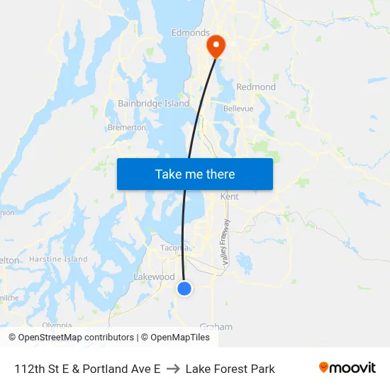 112th St E & Portland Ave E to Lake Forest Park map