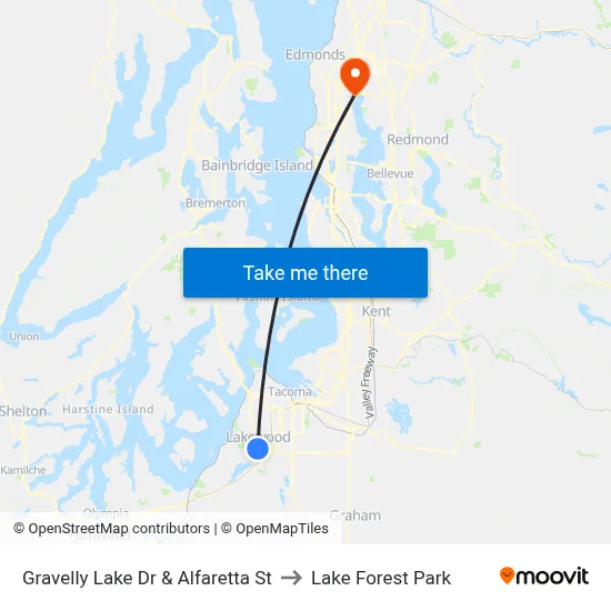 Gravelly Lake Dr & Alfaretta St to Lake Forest Park map
