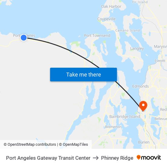Port Angeles Gateway Transit Center to Phinney Ridge map
