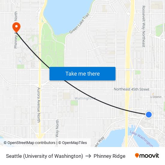 Seattle (University of Washington) to Phinney Ridge map