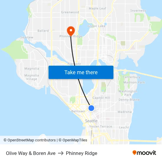 Olive Way & Boren Ave to Phinney Ridge map