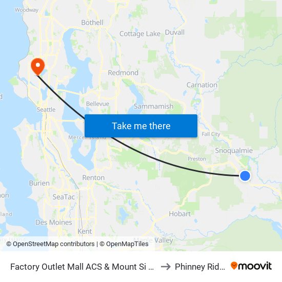 Factory Outlet Mall ACS & Mount Si Blvd to Phinney Ridge map