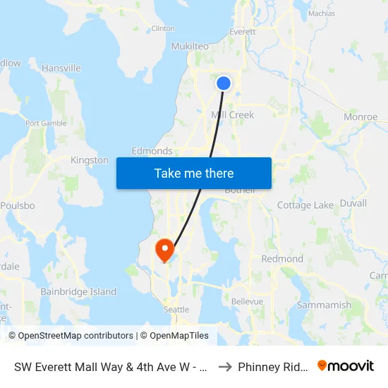SW Everett Mall Way & 4th Ave W - WB to Phinney Ridge map