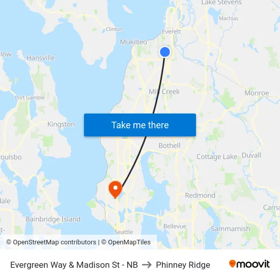 Evergreen Way & Madison St - NB to Phinney Ridge map