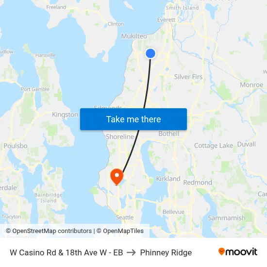 W Casino Rd & 18th Ave W - EB to Phinney Ridge map