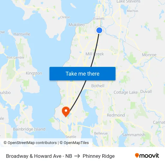 Broadway & Howard Ave - NB to Phinney Ridge map