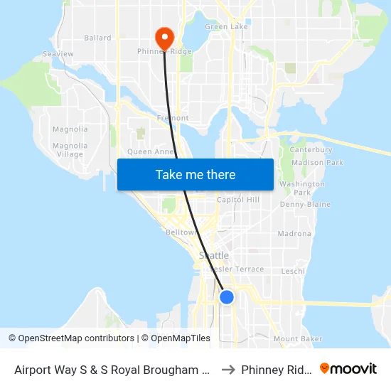 Airport Way S & S Royal Brougham Way to Phinney Ridge map