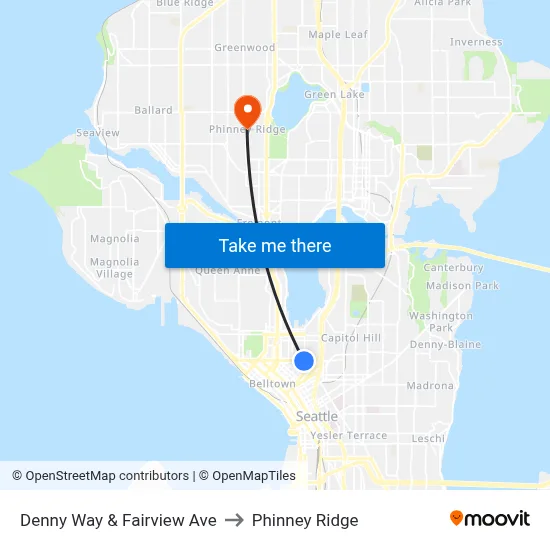 Denny Way & Fairview Ave to Phinney Ridge map
