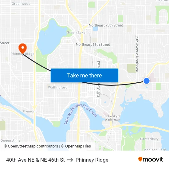 40th Ave NE & NE 46th St to Phinney Ridge map