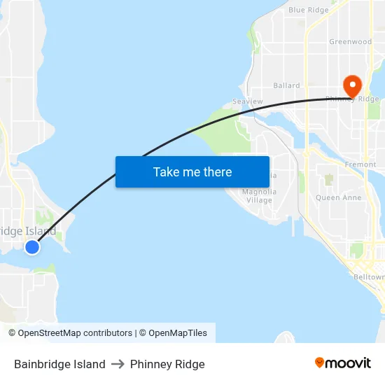 Bainbridge Island to Phinney Ridge map