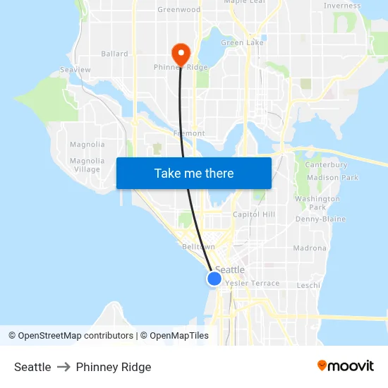 Seattle to Phinney Ridge map