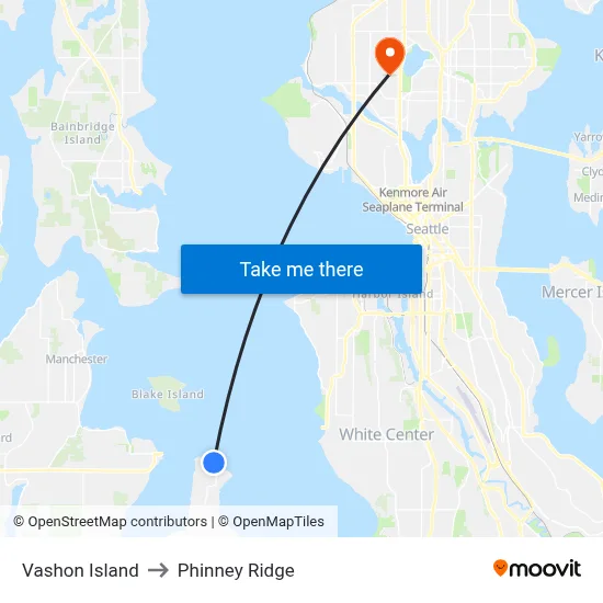 Vashon Island to Phinney Ridge map