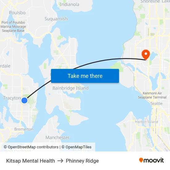 Kitsap Mental Health to Phinney Ridge map