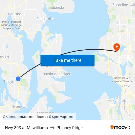 Hwy 303 at Mcwilliams to Phinney Ridge map