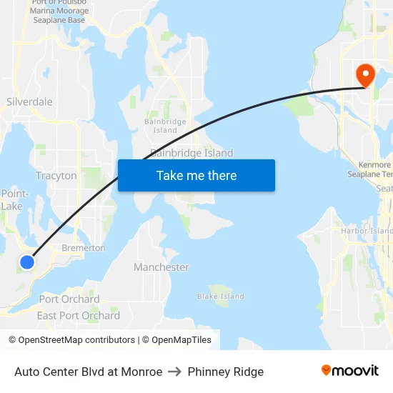 Auto Center Blvd at Monroe to Phinney Ridge map