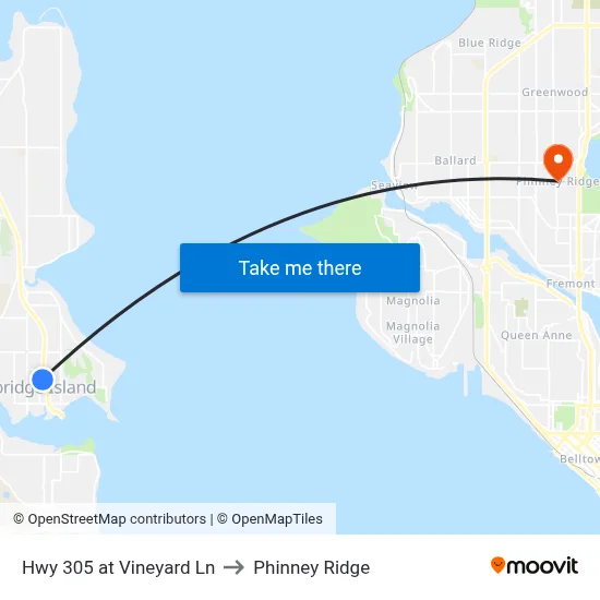 Hwy 305 at Vineyard Ln to Phinney Ridge map