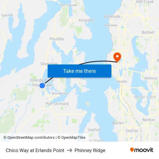 Chico Way at Erlands Point to Phinney Ridge map
