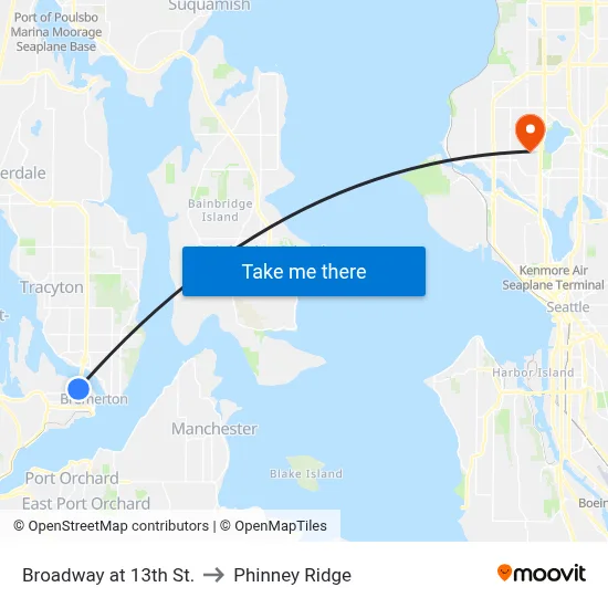 Broadway at 13th St. to Phinney Ridge map