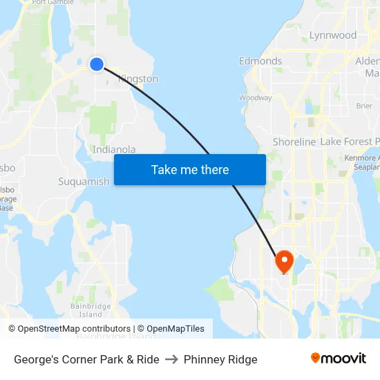 George's Corner Park & Ride to Phinney Ridge map
