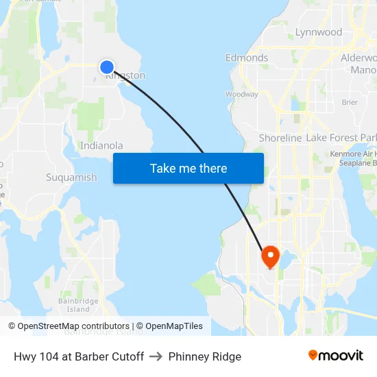 Hwy 104 at Barber Cutoff to Phinney Ridge map