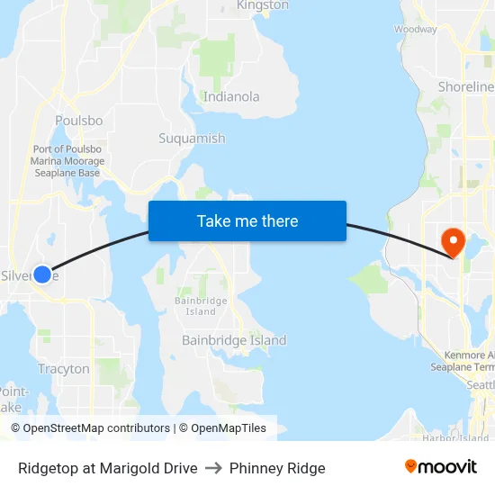 Ridgetop at Marigold Drive to Phinney Ridge map