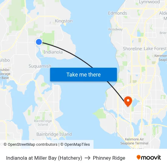 Indianola at Miller Bay (Hatchery) to Phinney Ridge map