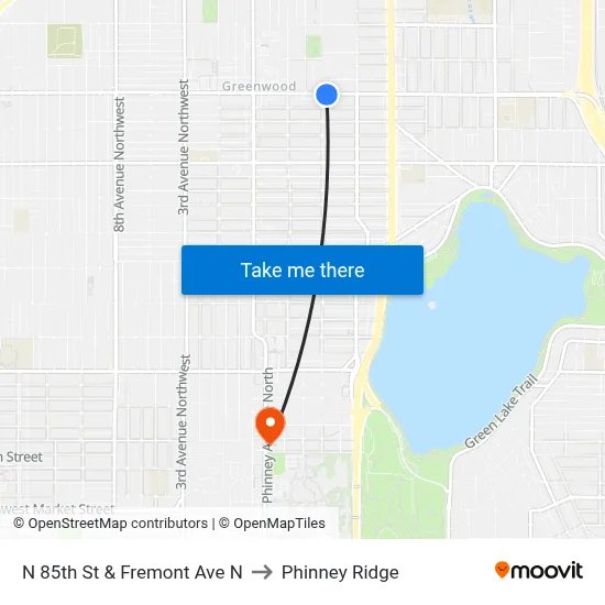 N 85th St & Fremont Ave N to Phinney Ridge map
