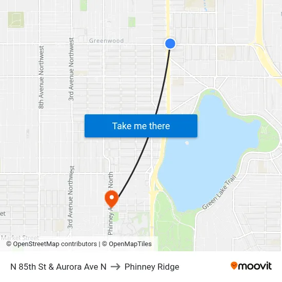 N 85th St & Aurora Ave N to Phinney Ridge map