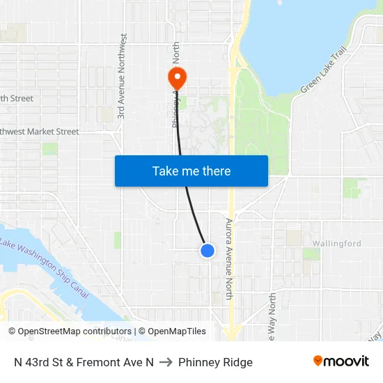 N 43rd St & Fremont Ave N to Phinney Ridge map