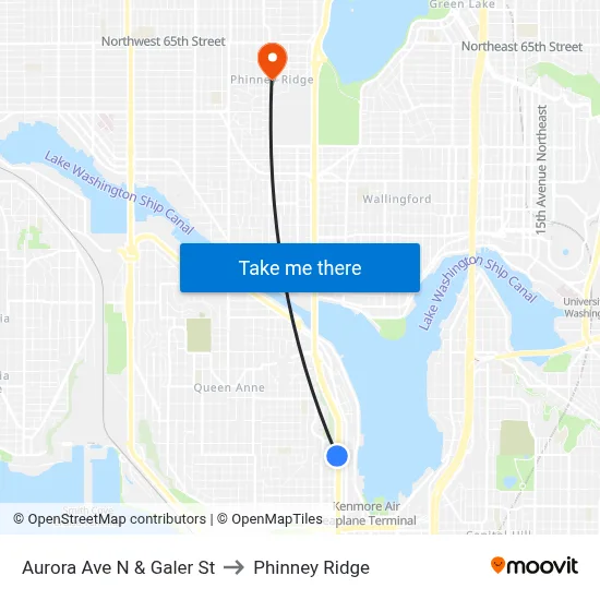 Aurora Ave N & Galer St to Phinney Ridge map