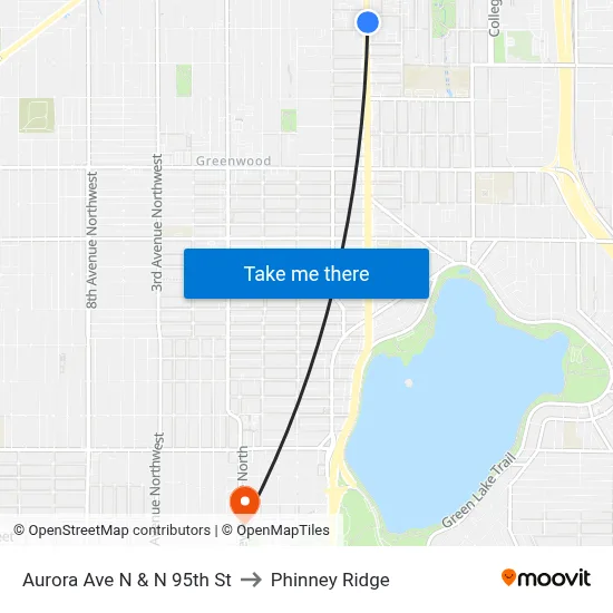 Aurora Ave N & N 95th St to Phinney Ridge map