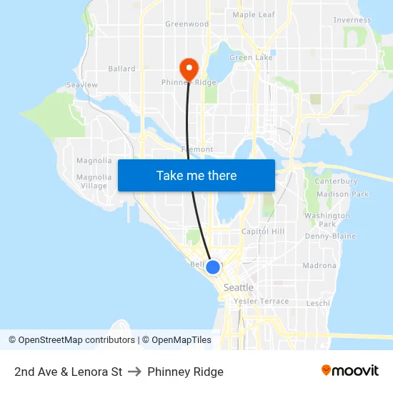 2nd Ave & Lenora St to Phinney Ridge map
