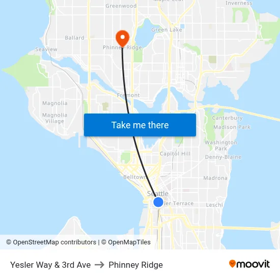Yesler Way & 3rd Ave to Phinney Ridge map