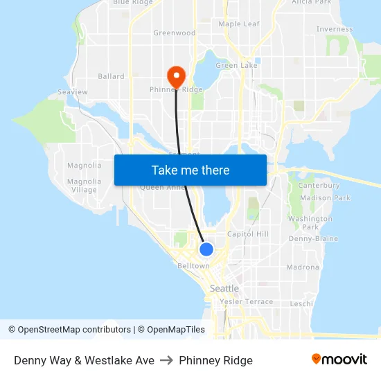 Denny Way & Westlake Ave to Phinney Ridge map