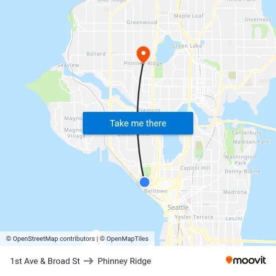 1st Ave & Broad St to Phinney Ridge map