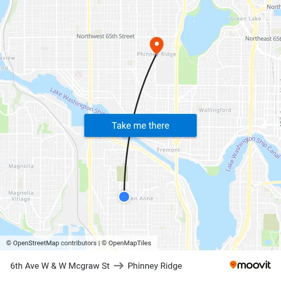 6th Ave W & W Mcgraw St to Phinney Ridge map