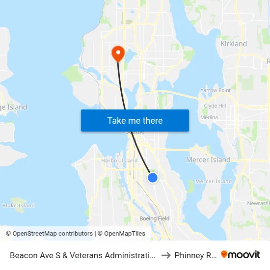 Beacon Ave S & Veterans Administration Hospital to Phinney Ridge map