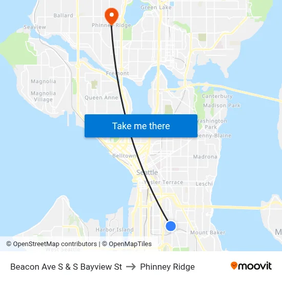 Beacon Ave S & S Bayview St to Phinney Ridge map