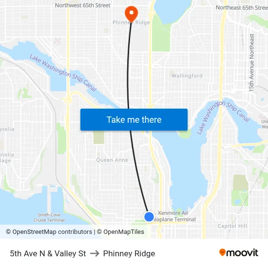 5th Ave N & Valley St to Phinney Ridge map