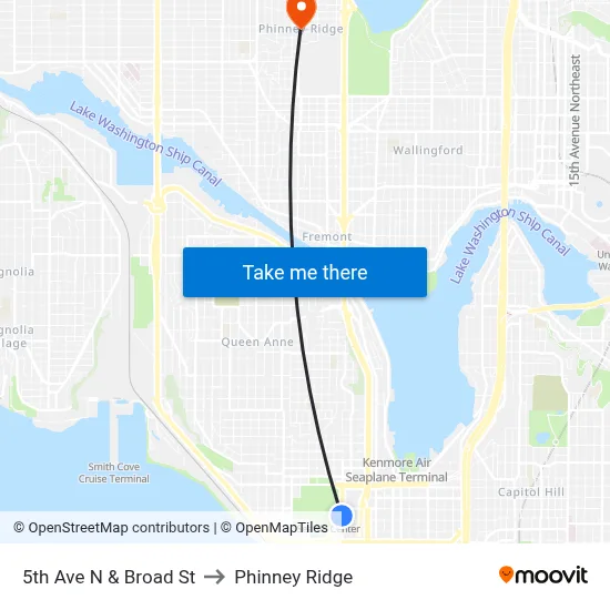 5th Ave N & Broad St to Phinney Ridge map