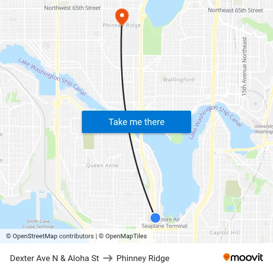 Dexter Ave N & Aloha St to Phinney Ridge map