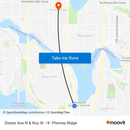 Dexter Ave N & Roy St to Phinney Ridge map