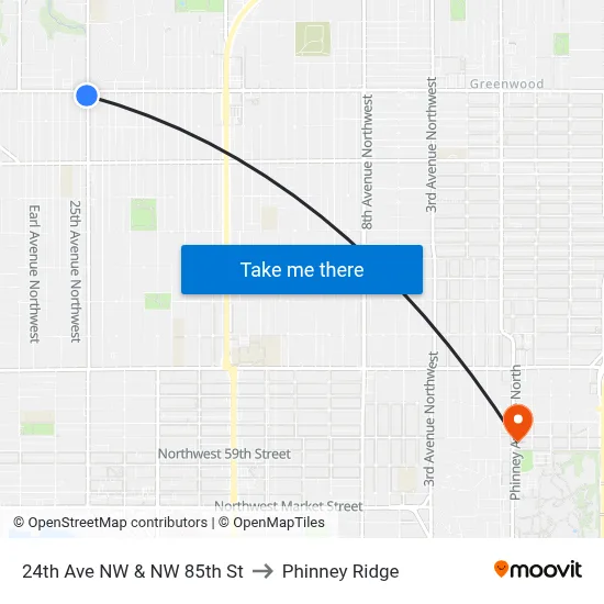 24th Ave NW & NW 85th St to Phinney Ridge map