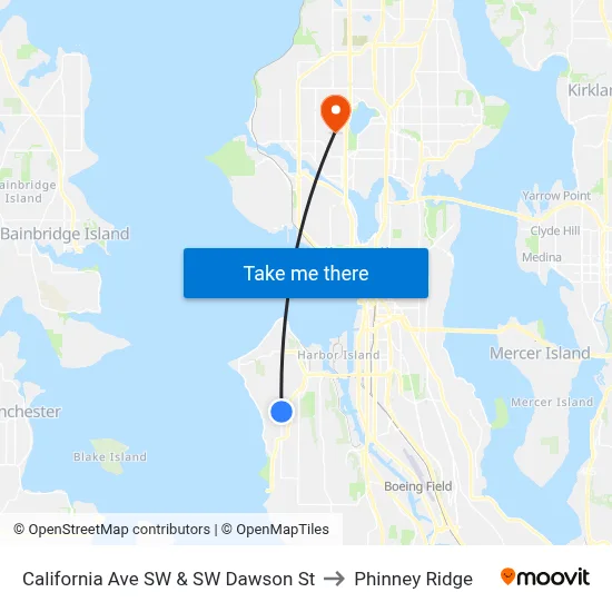 California Ave SW & SW Dawson St to Phinney Ridge map