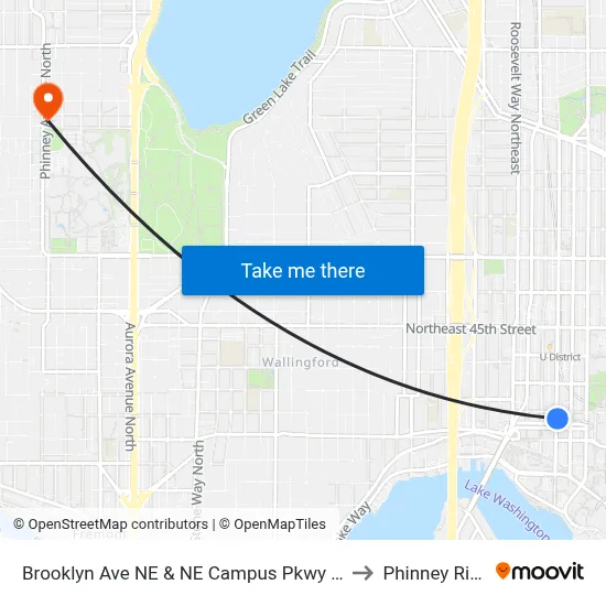 Brooklyn Ave NE & NE Campus Pkwy - Bay 3 to Phinney Ridge map