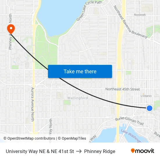 University Way NE & NE 41st St to Phinney Ridge map