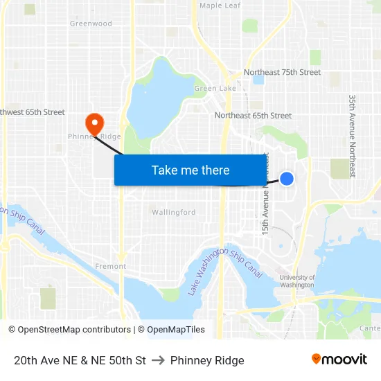 20th Ave NE & NE 50th St to Phinney Ridge map