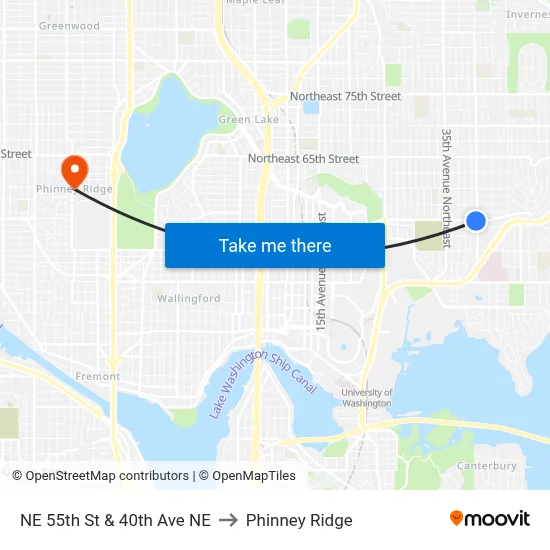 NE 55th St & 40th Ave NE to Phinney Ridge map