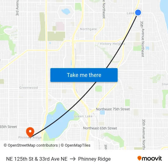 NE 125th St & 33rd Ave NE to Phinney Ridge map